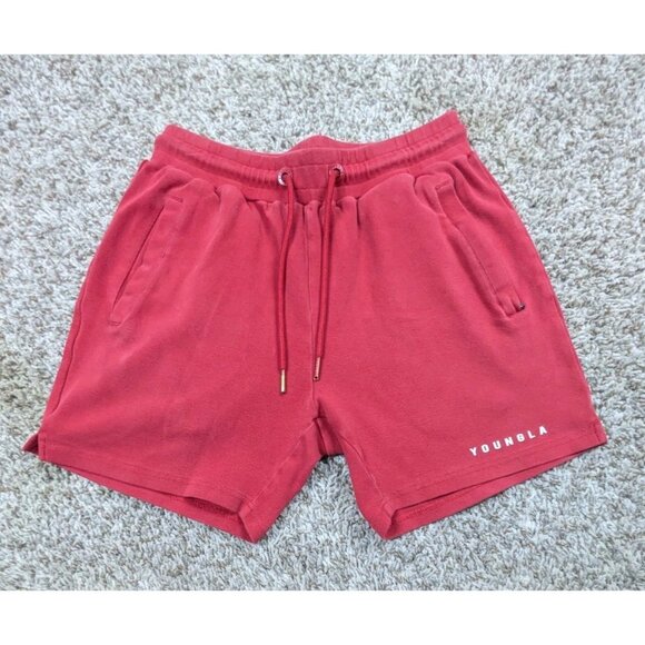 YoungLA The Perfect Shorts Men's Small Red Drawstring Sweatshorts Fleece Gym - Picture 1 of 8